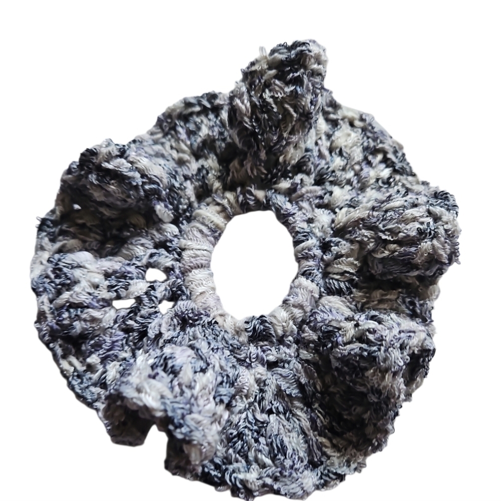 Handmade Ballerina Knit Scrunchie Crochet Gray Hair Accessory